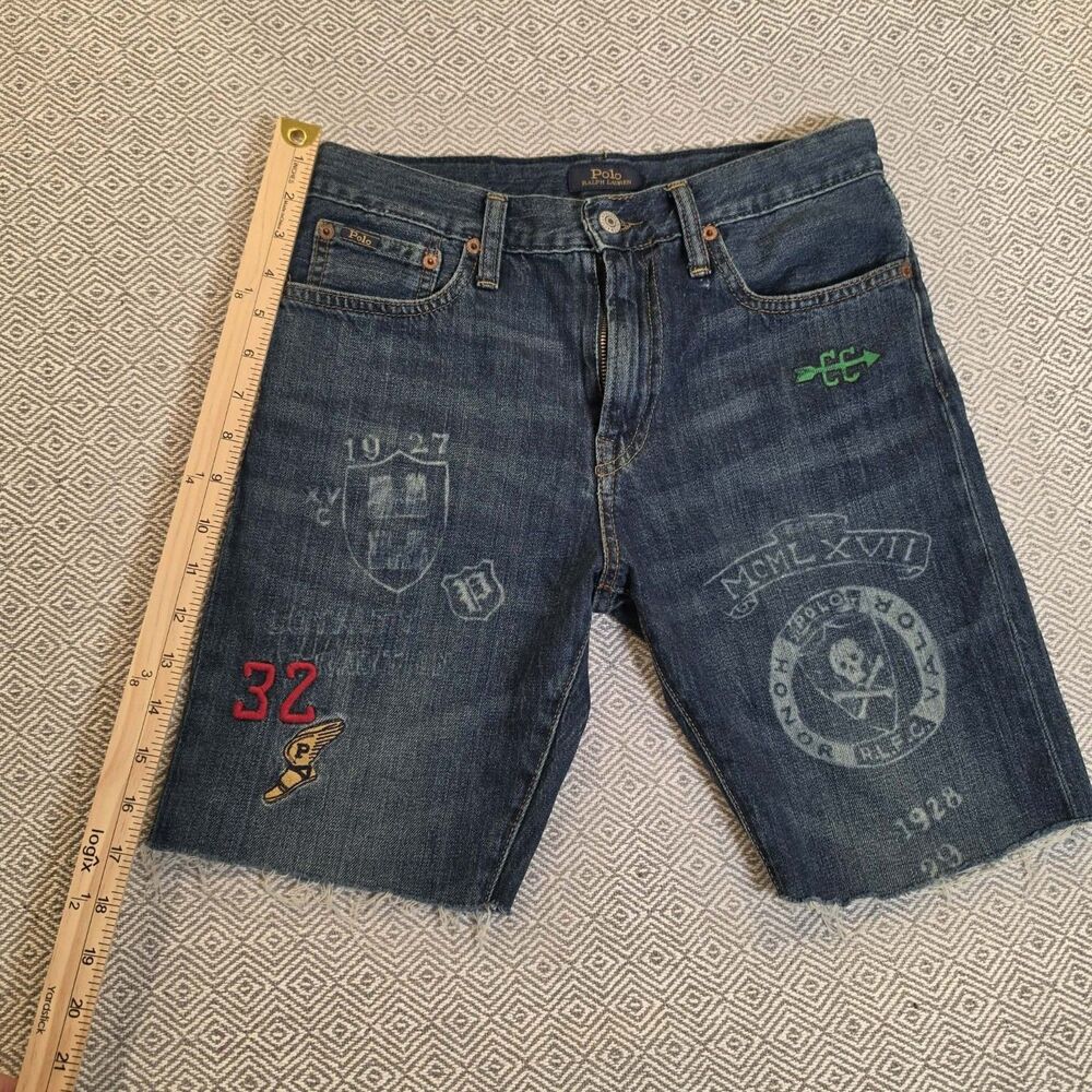 Polo Ralph Lauren P-Wing Stencil Cutoff Denim Shorts Boys L